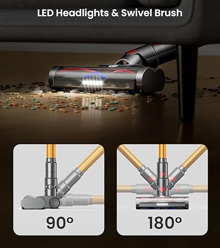 Miniatura 7 de Aspiradora inalámbrica, aspiradora de 500 W45 Kpa para el hogar con pantalla LED, aspiradora ligera 8 en 1 con tiempo de funcionamiento de 60