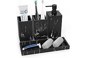 Opulent Black Marble Bathroom Accessory Set: A Touch of Luxury for Your Daily Routine