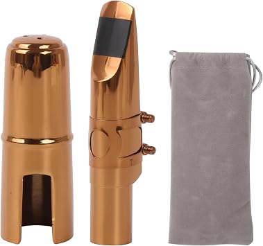 Yibuy Tenor B Flat Saxophone Mouthpiece 9# Clamp Cap Rose Gold with Flannel Bag Golden