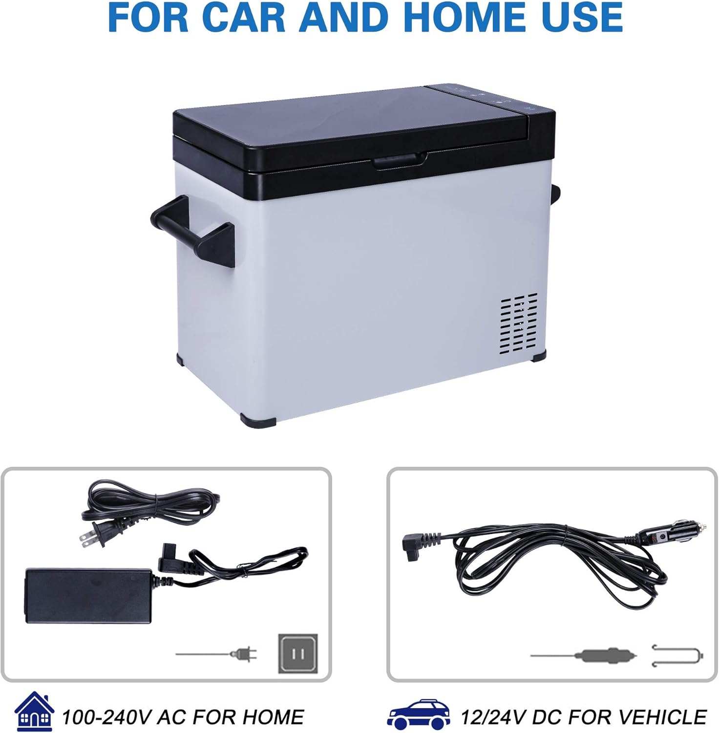 52-Quart Portable Refrigerator Freezer, 2 IN 1, -7.6°F to 68°F Quick Cooling Portable Car Refrigerator with LCD Display for Home, Shockproof Large Cooler for Outdoor RV Camping Travel, One Door : Everything Else