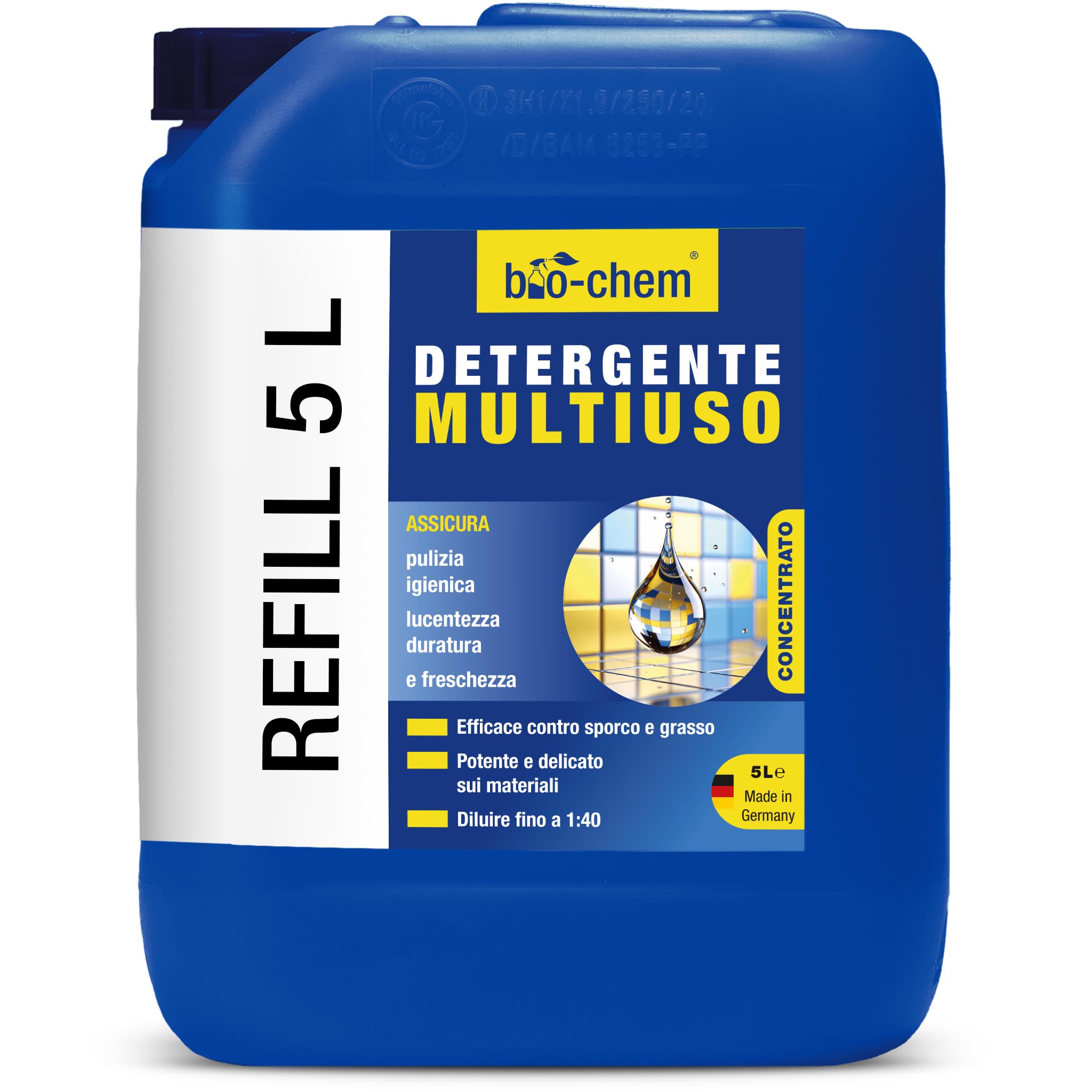 bio-chem Detergente multiuso concentrato 5L | Multi-superficie per la casa - Pulitore universale per tutti gli ambienti della casa