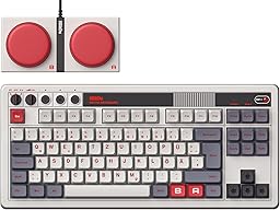 8Bitdo Retro Mechanical Keyboard, Bluetooth/2.4G/USB-C Hot Swappable Gaming Keyboard with 87 Keys, Dual Super Programmable Buttons for Windows and Android - QWERTZ German ISO Layout