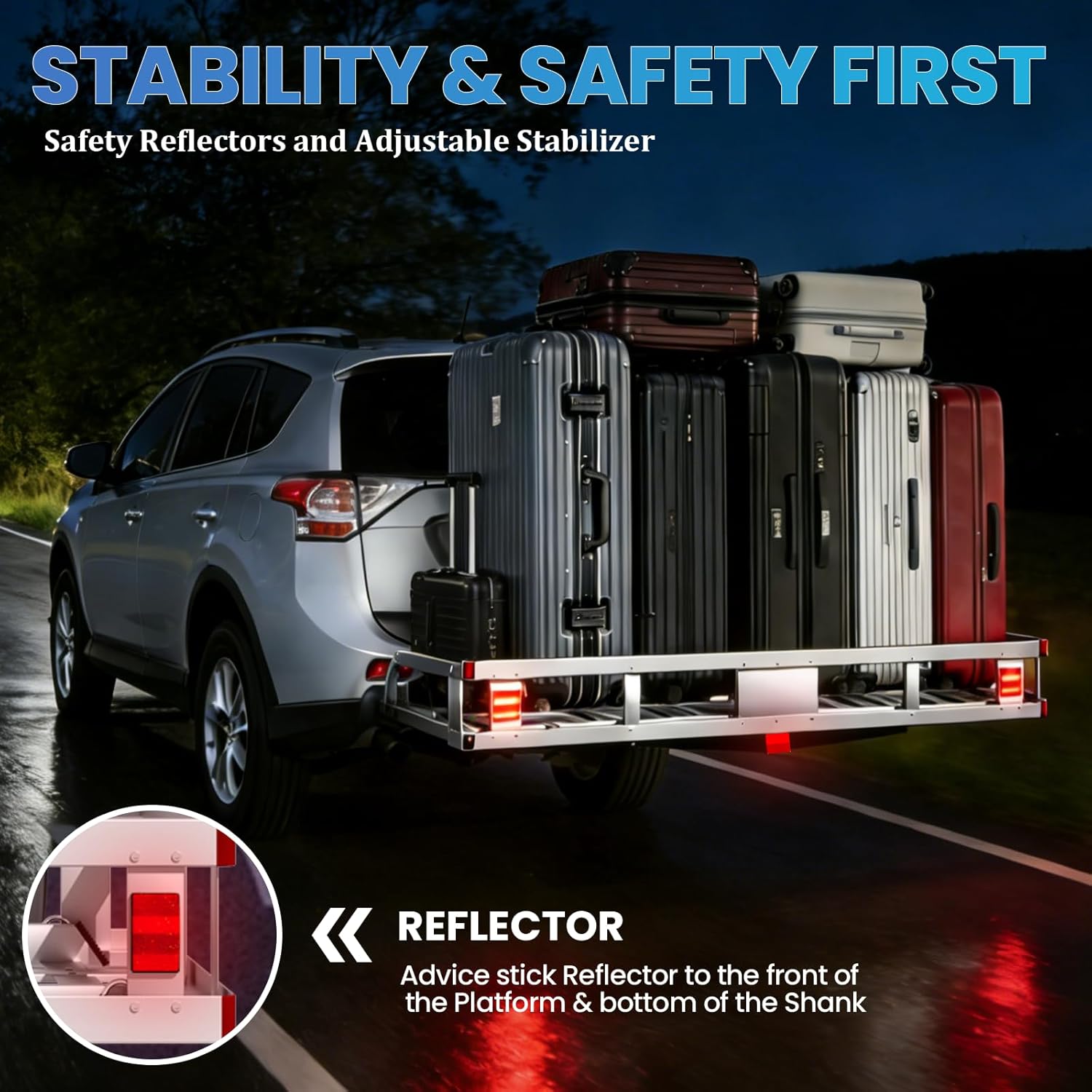 Heavy Duty Aluminum Cargo Carrier 50x29.5 Inches, 800LB Capacity Vehicle Cargo Basket with Ramp & Tie-Downs, Long-Lasting and Rust-Resistant for Trucks, SUV, Other Vehicle Types (Silver-)