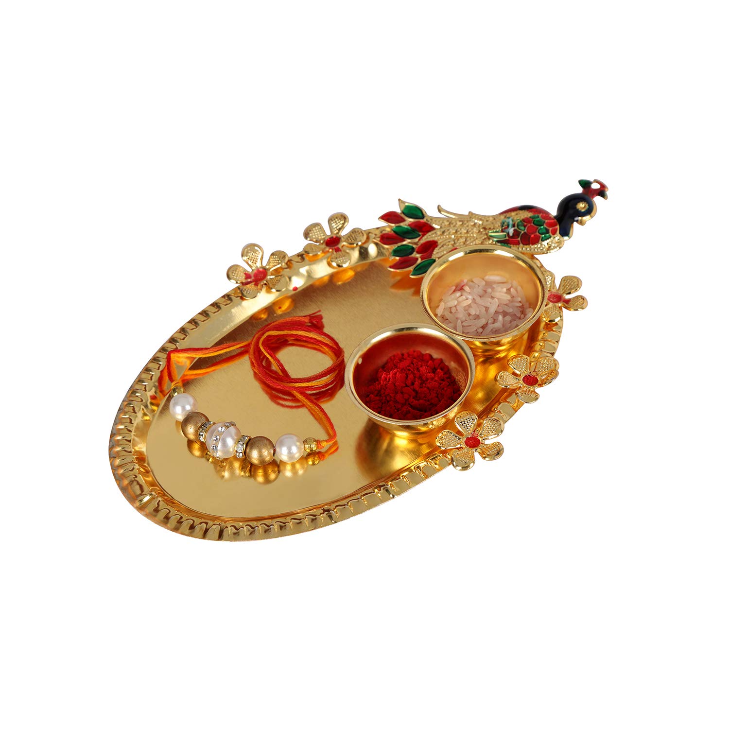 ACCESSHER Traditional Orange Beads Rakhi Set For Brother - Pack Of 12 With Roli, Kumkum & Greeting Card - View #11