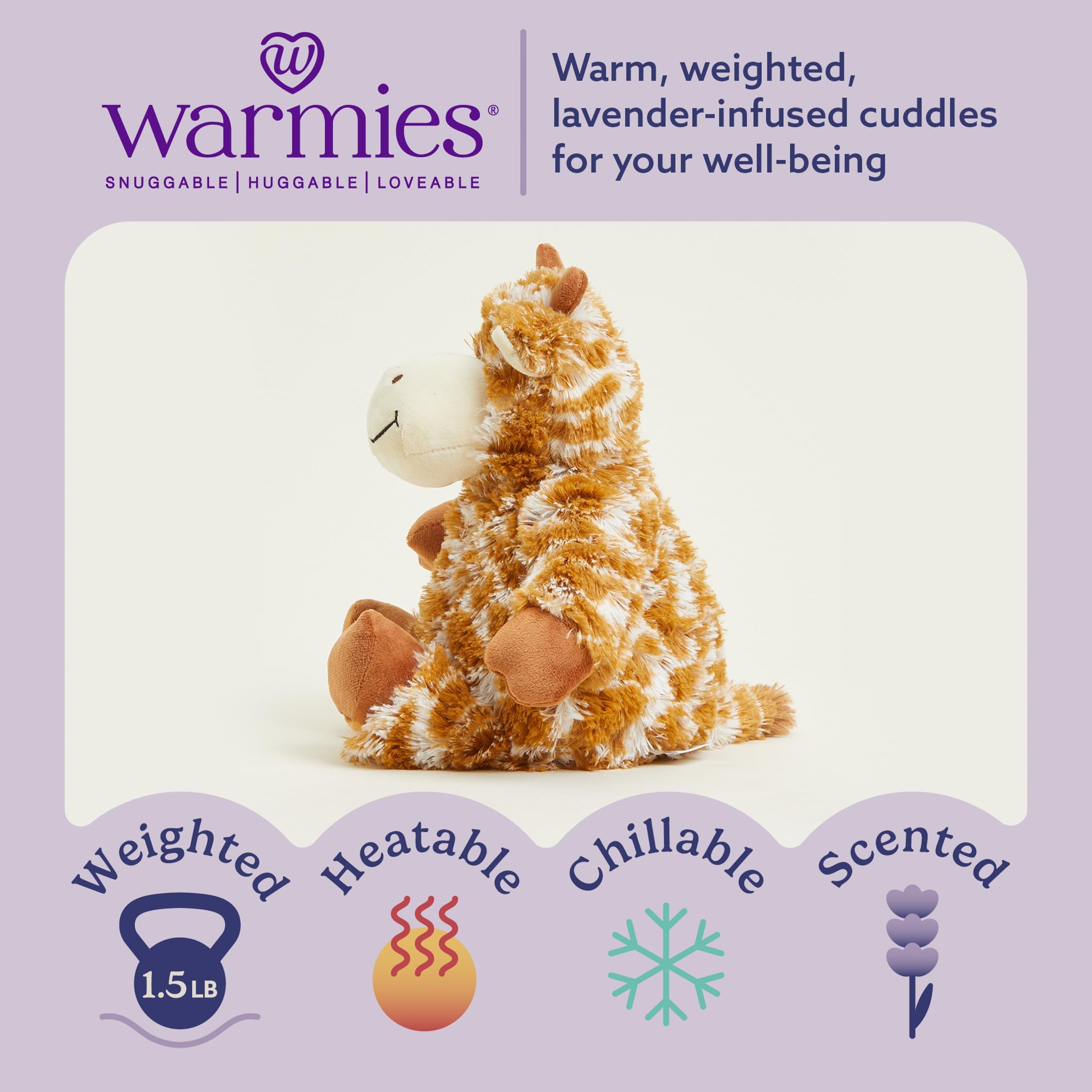 warmies Microwavable Stuffed Animals, Giraffe - Heated Stuffed Animal Plushie for Warmth - Cute Soft Plush Toys for Adults & Children (Boys, Girls, Babies & Toddlers)
