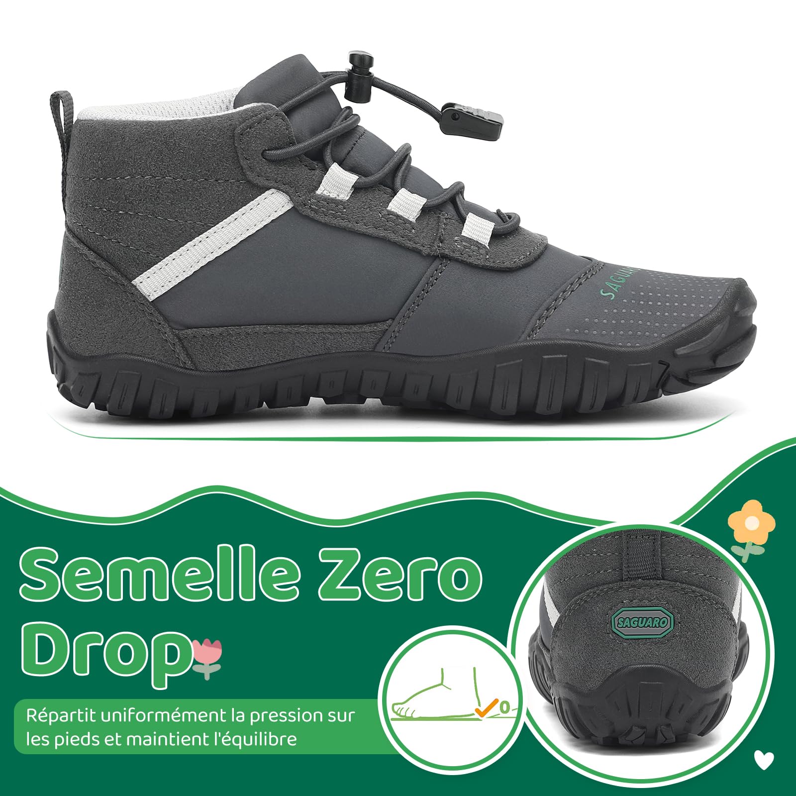 SAGUARO Chaussures de Trail Running Enfants Chaussures Minimalistes Barefoot Antidérapantes Léger Respirantes
