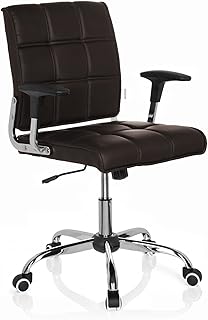 hjh OFFICE 719030 silla giratoria ERNESTO piel sintética marrón oscuro silla oficina con brazos estilo retro vintage
