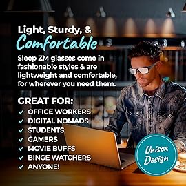 Sleep ZM Blue Light Blocking Glasses for Women + Men - Better Sleep + Anti Eye Strain Protection - Computer Screens & Gaming - Large Black Fit over - Daytime Clear Lens