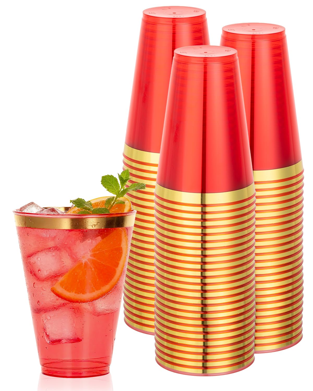 Goodluck 100PCS 9oz Gold Plastic Cups for Party, Disposable Gold Rim Cups — Amazon image 14