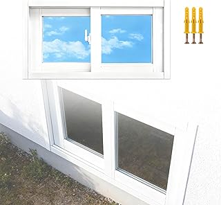 Basement Sliding Window with Screen for Houses Aluminum Alloy Basement Replacement Window Soundproof Tempered Glass Mobile Home Windows for Shed Chicken Coop Bathroom Garage(White,W31xH12in)