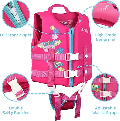 Miniatura 2 de Zeraty - Chaleco salvavidas para niños con correa de seguridad ajustable para niños de 1 a 9 años, 22 a 50 libras