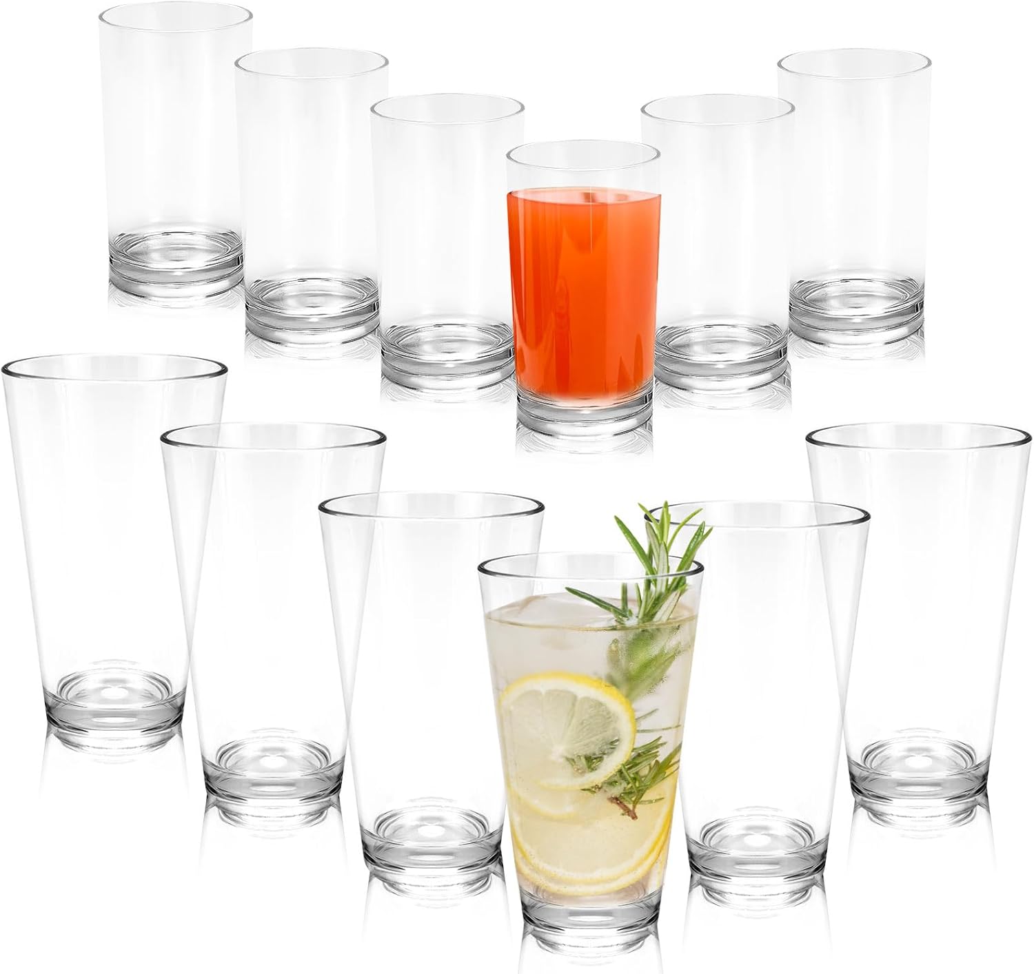 Whaline Set of 12 Plastic Drinking Glasses 9oz & 12oz