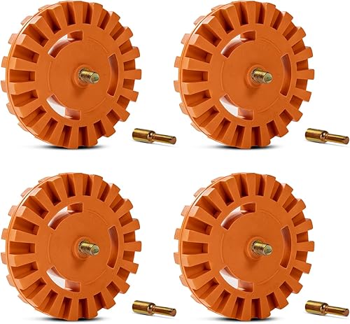 Kit de herramientas de goma para quitar calcomanías de 4 pulgadas con adaptador de taladro, rueda de goma de 4 pulgadas para quitar rayas de