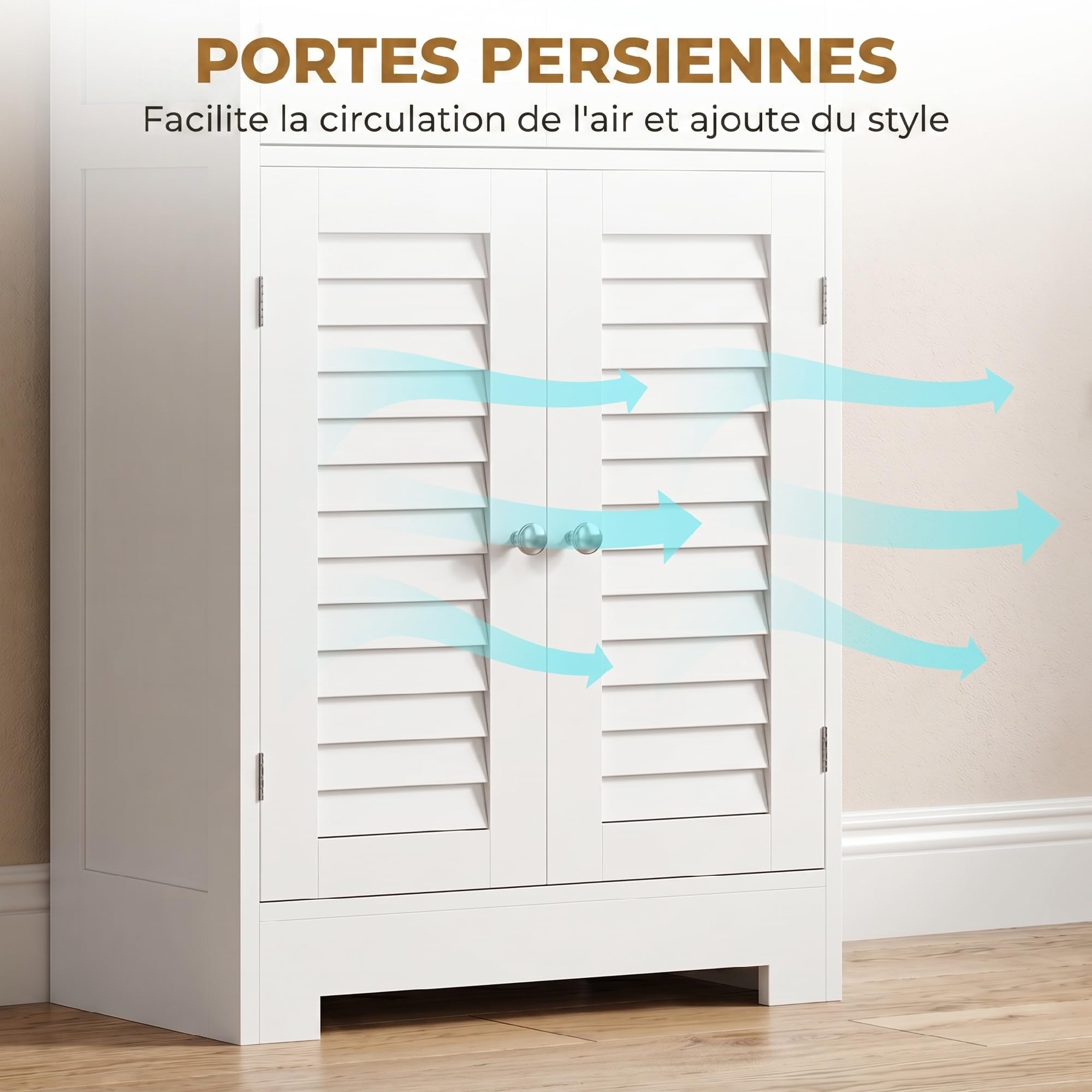 HOMCOM Meuble de Salle de Bain Haut Style Moderne 60x30x170,5cm Blanc