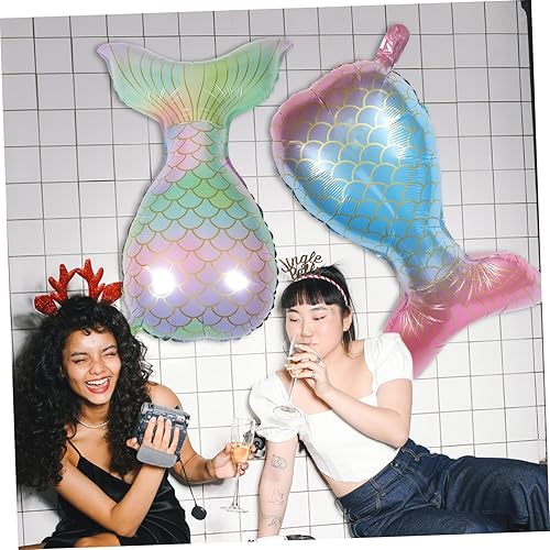 Miniatura 9 de Abaodam 8 Pcs Foil Balloons Baby Balloon Mermaid Party Balloon Film Party Balloon Ocean Decor Fishtail Balloon Lovely Balloon Fishtail Aluminium