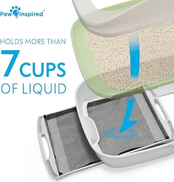 Paw Inspired Cat Pads, Generic Refills for Tidy Cats Breeze Litter Box System, Disposable Kitty Litter Liners for Easy Cleaning, Super Absorbent Pee Pads, 16.9 x 11.4 Inch (Carbon, 20 Count)