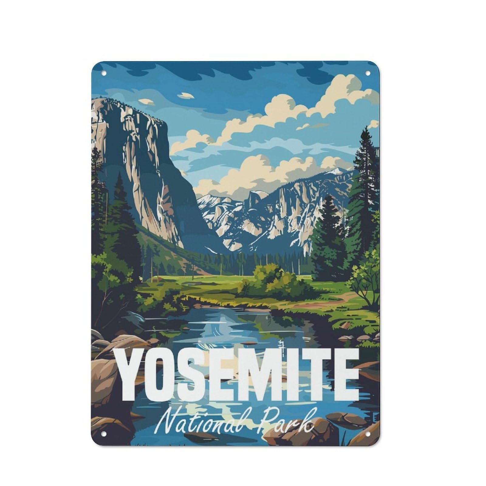Junmoney Yosemite National Park Cafe Style Metal Wall Decor 40X30cm, Vintage Metal Sign For Takeaway, Bar, Kitchen Or Counter Area