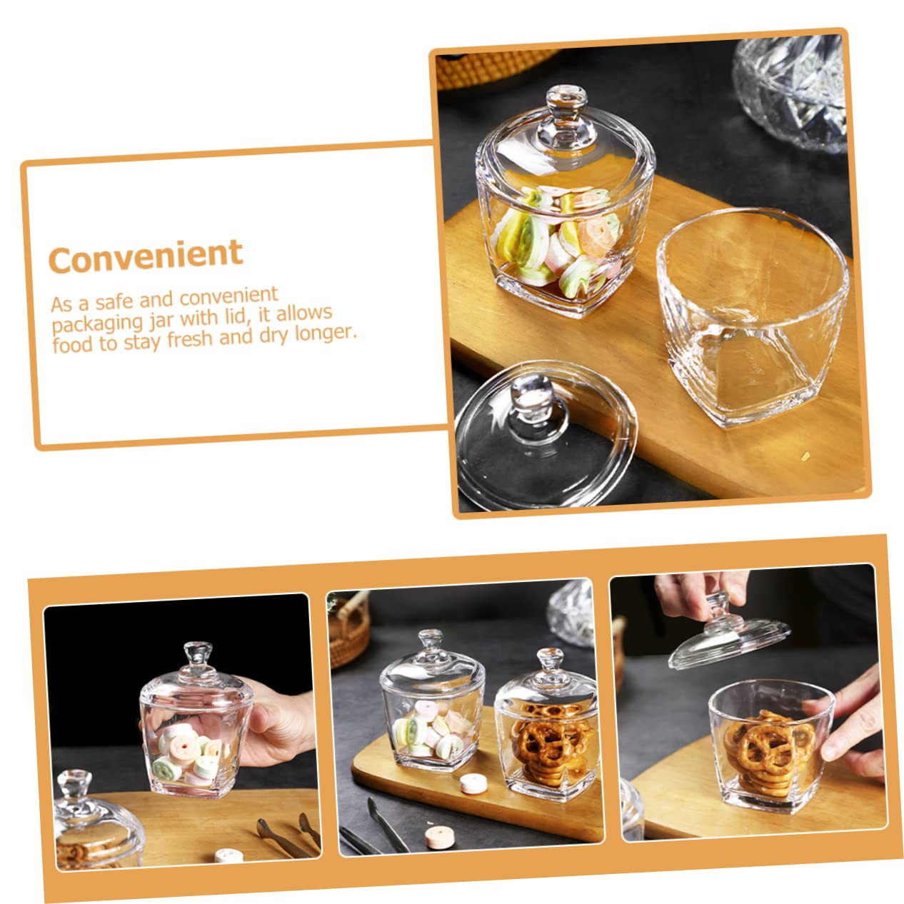 MAGICLULU Bonbongläser Befüllende Deckel 2 aus 260ml mit Luftdichte Glas Stück zu Transparente Aufbewahrung Aufbewahrungsbox Einfach Snack Süßigkeiten für Haushalt und Servieren