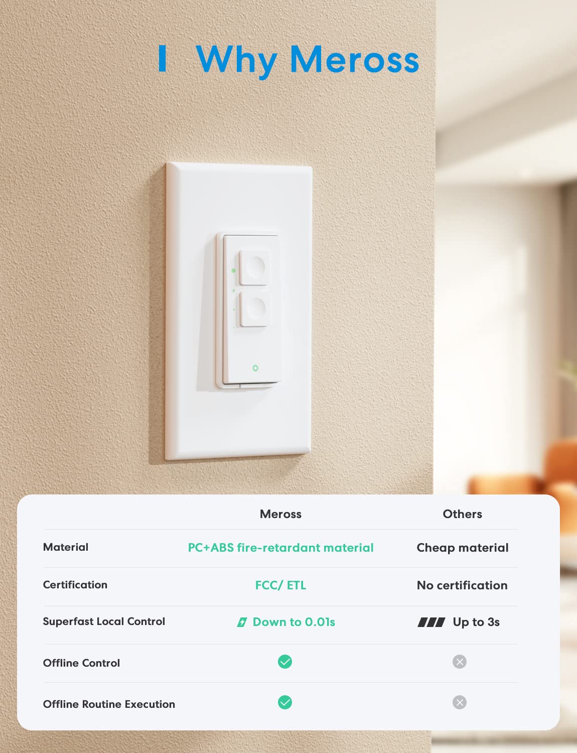 meross Smart Dimmer Switch, Single Pole WiFi Light Switch Works with Apple HomeKit, Alexa, Remote/Voice Control and Schedule, Neutral Wire Required, 2.4GHz WiFi Only, No Hub Required, 2 Pack