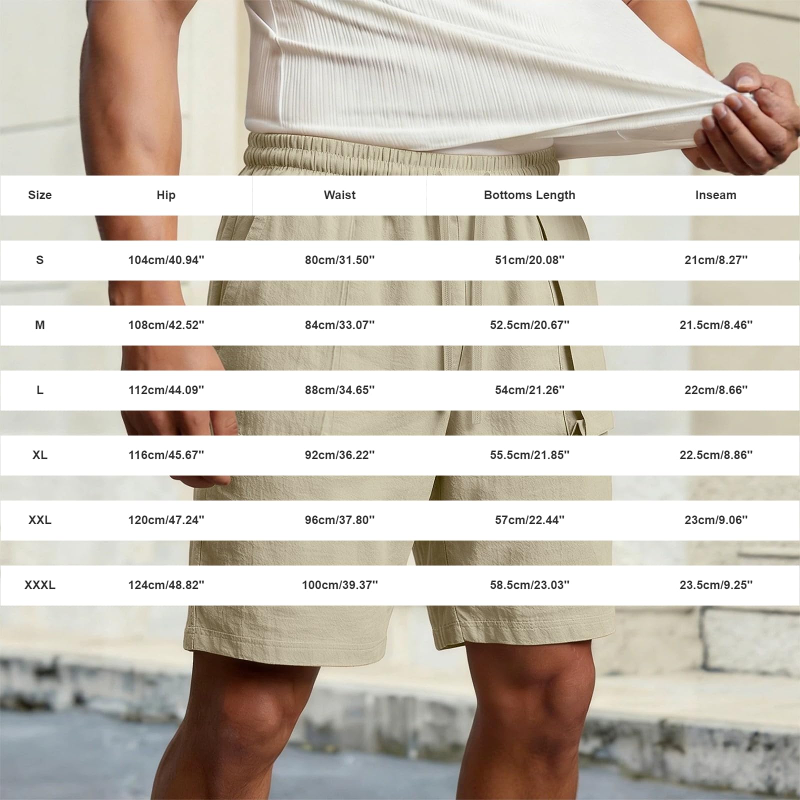 Short en lin pour homme, fin, léger, respirant, jambe droite