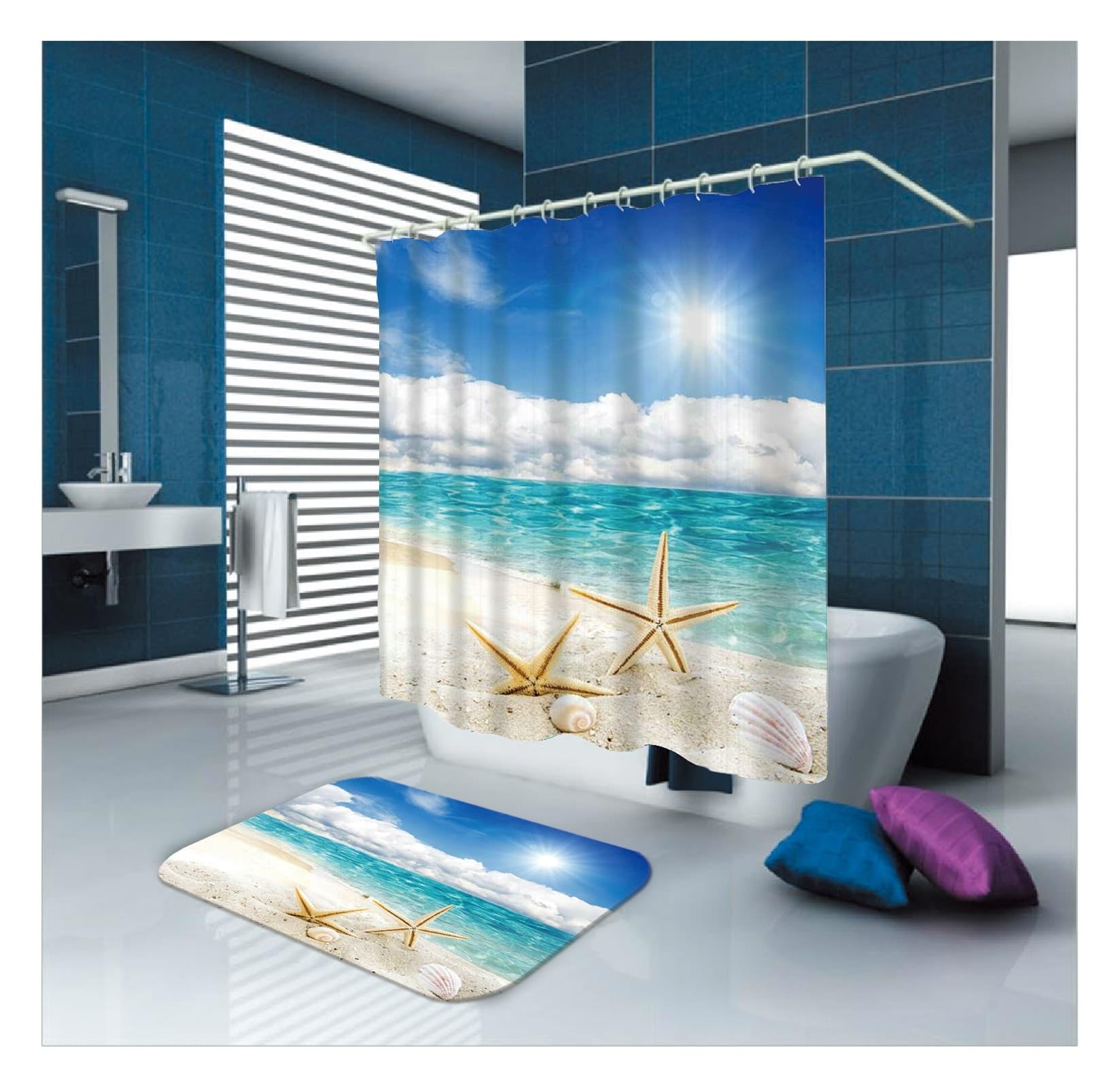 Rideau de douche imperméable et anti-moisissure lavable pour la maison