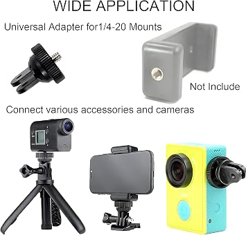 1/4 inç alüminyum tripod montaj adaptörü kamera tutucu DJI Osmo Action 4 5 Pro/Gopro Hero 13 12 11/ Insta360 X5/AKASO/Apexcam M80Air aksiyon kameraları ile uyumlu, aksiyon kamerası tutucu adaptör