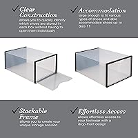 Vista 3 de Simplify Juego de 12 cajas de zapatos apilables Personalizable Se adapta a zapatos de talla 11 Diseño frontal Almacenamiento de armario