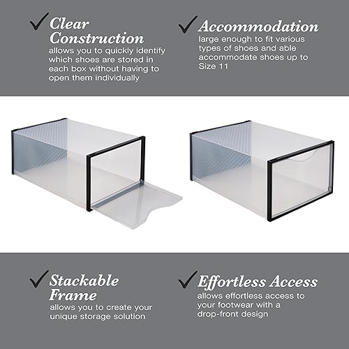 Miniatura 3 de Simplify Juego de 12 cajas de zapatos apilables Personalizable Se adapta a zapatos de talla 11 Diseño frontal Almacenamiento de armario