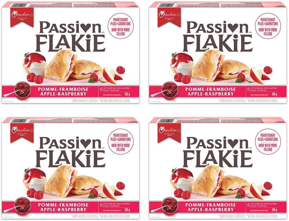 Passion Flakie Pastries Apple Raspberry 305g/10.8oz, 4-Pack {Imported from Canada}