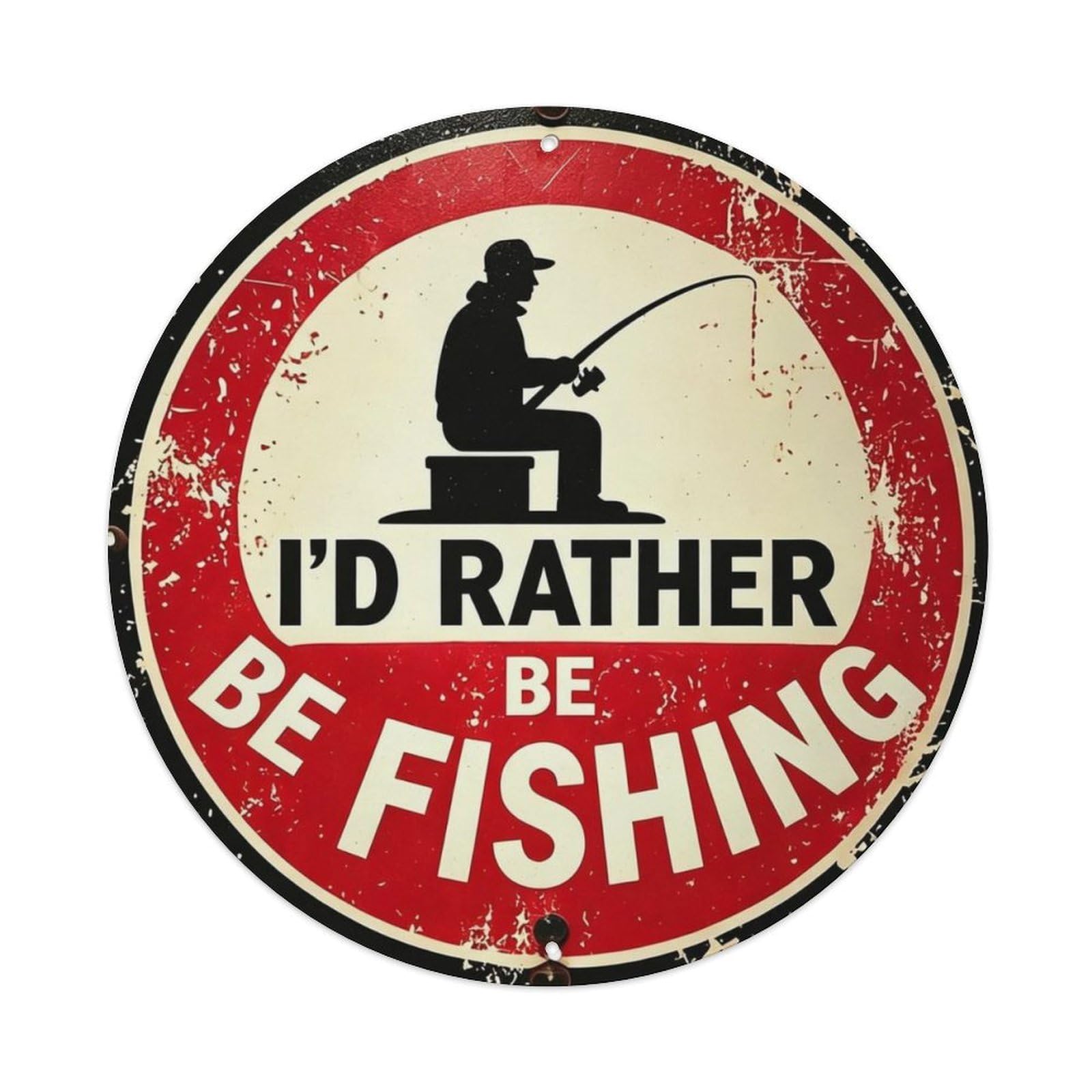 I'D RATHER BE FISHING Metal Tin Sign Plaque