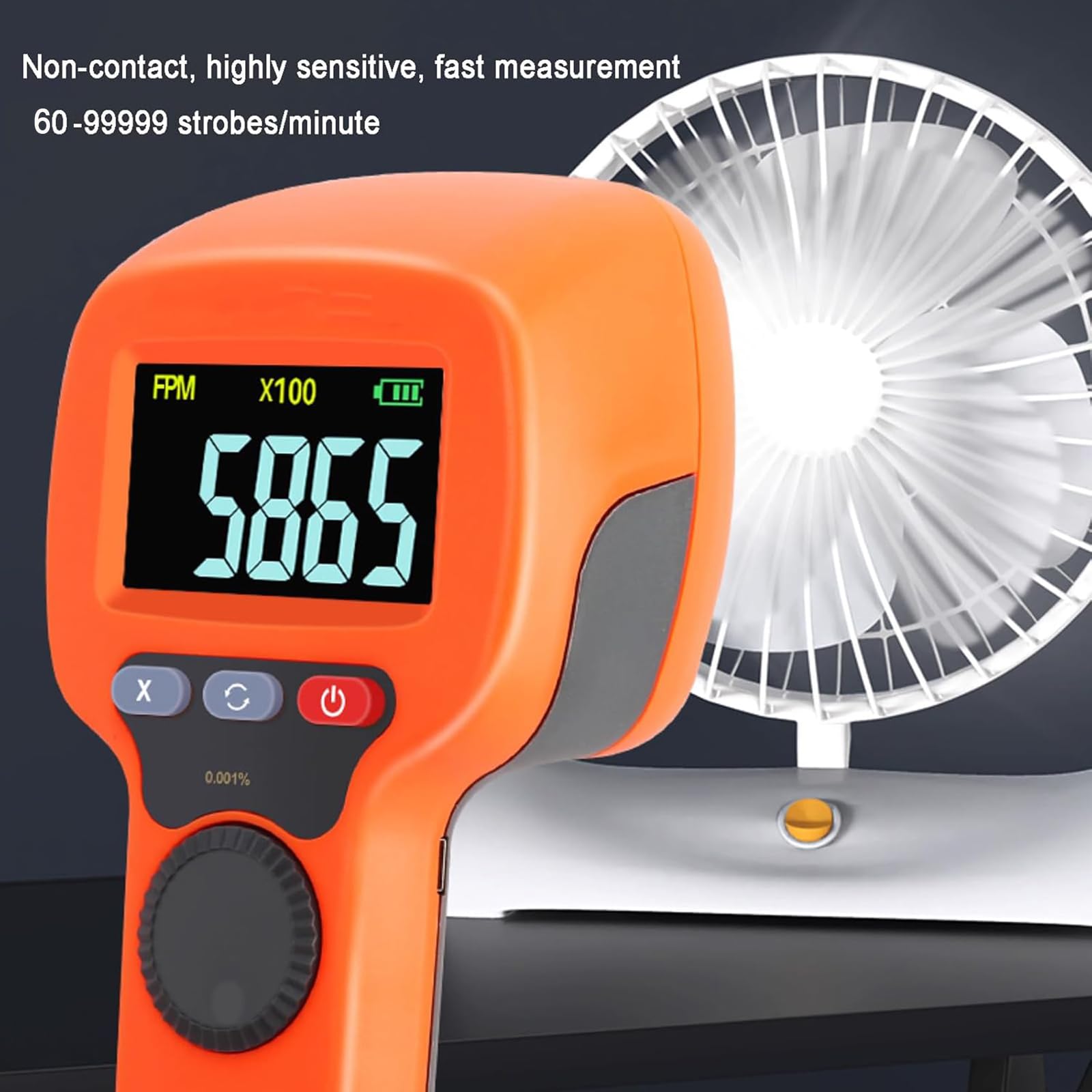 Stroboscope numérique à LED, rechargeable, plage de mesure 60-99999 tr/min, haute précision 0,001 %, luminosité 1500 lux pour équipement d'impression et de rotation