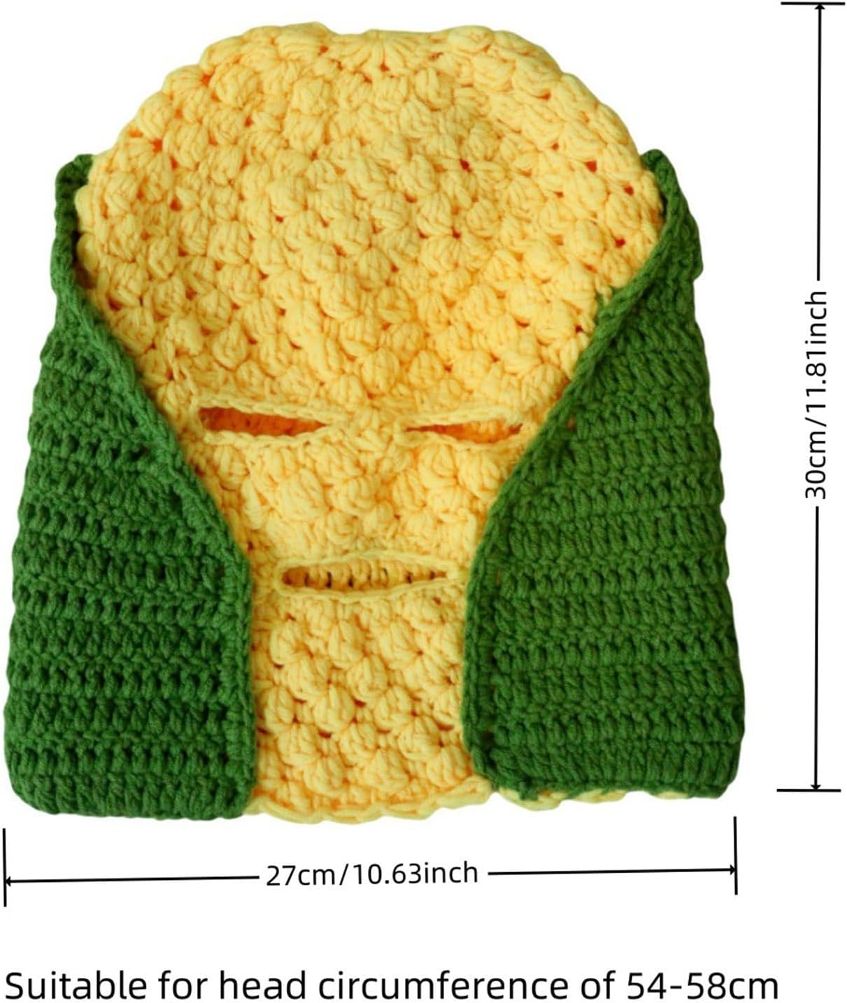Beanie, Novelty Knitted Maize Hat for Activity All Age Full Facecover Hat Fun Warm Neckcover Hats for Parties