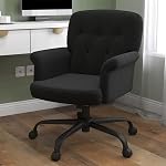 Comfy Home Chaise bureau, chaise de vanité rembourrée avec roues et bras, hauteur réglable 360° Siège d'ordinateur pivotant pour le salon, chambre, maquillage, en peluche, noir