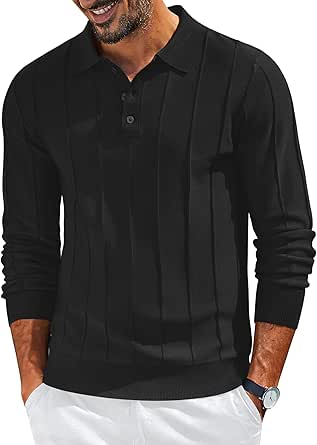 COOFANDY Suéter Tipo Polo De Manga Larga Para Hombre, Estilo Casual, Con Cuello De