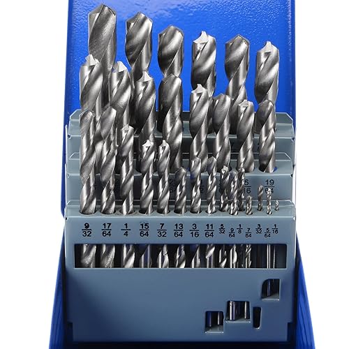 uxcell Juego de 29 brocas de 29 tamaños de 1/16 a 1/2 pulgadas de diámetro de perforación M2 de alta velocidad, brocas hexagonales para acero,