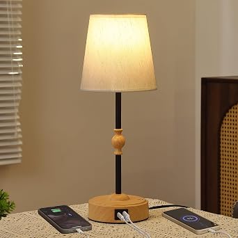 MEIXISUE Bedside Table Lamp for Bedroom with 2 USB Charging Ports Minimalist Small Nightstand 3-Way Dimmable Touch Desk Lamp for Living Room Home Office Dorm,LED Bulb Included