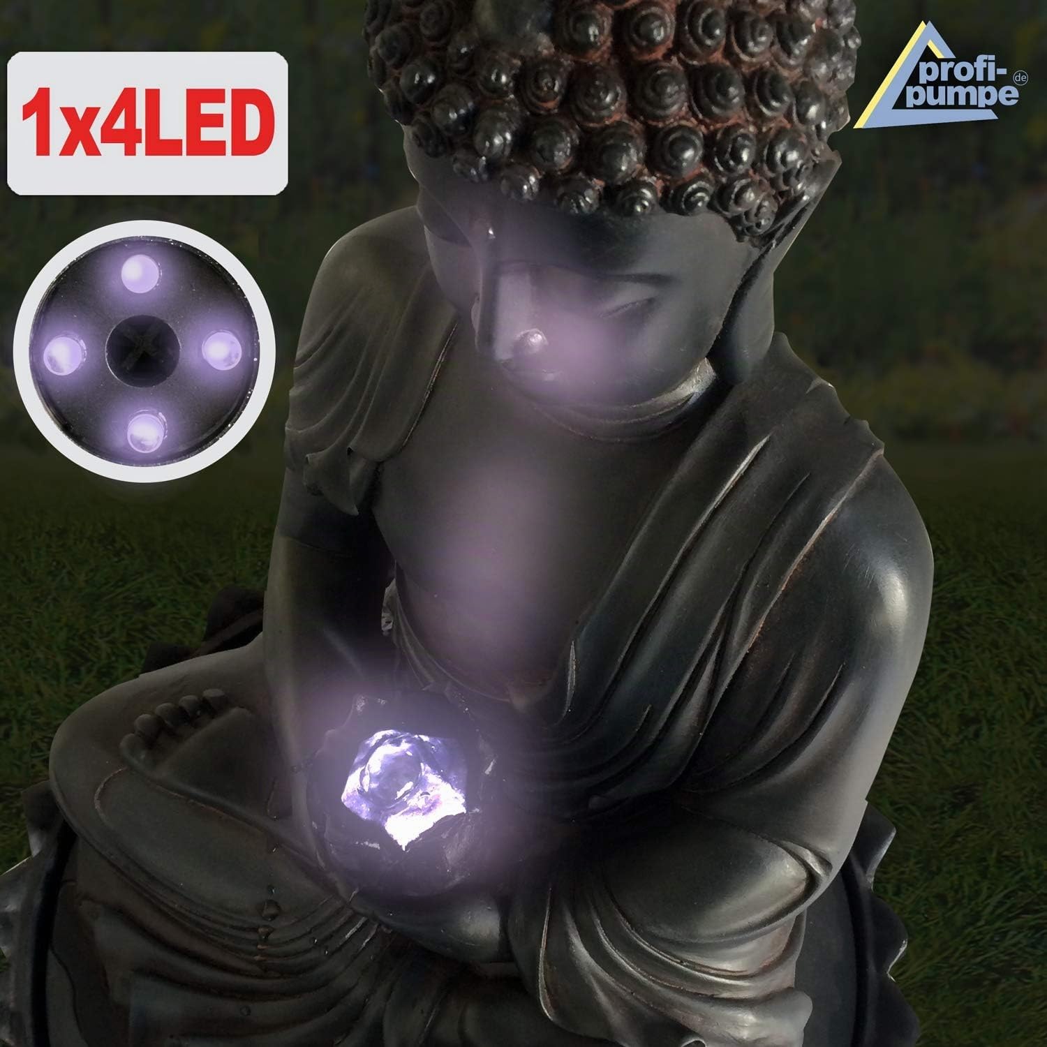 Gartenbrunnen Brunnen Zierbrunnen Zimmerbrunnen Springbrunnen Brunnen Wasserfall Wasserspiel für Garten, Gartenteich (Solar - Brunnen Buddha-Eternity mit LED-Licht)
