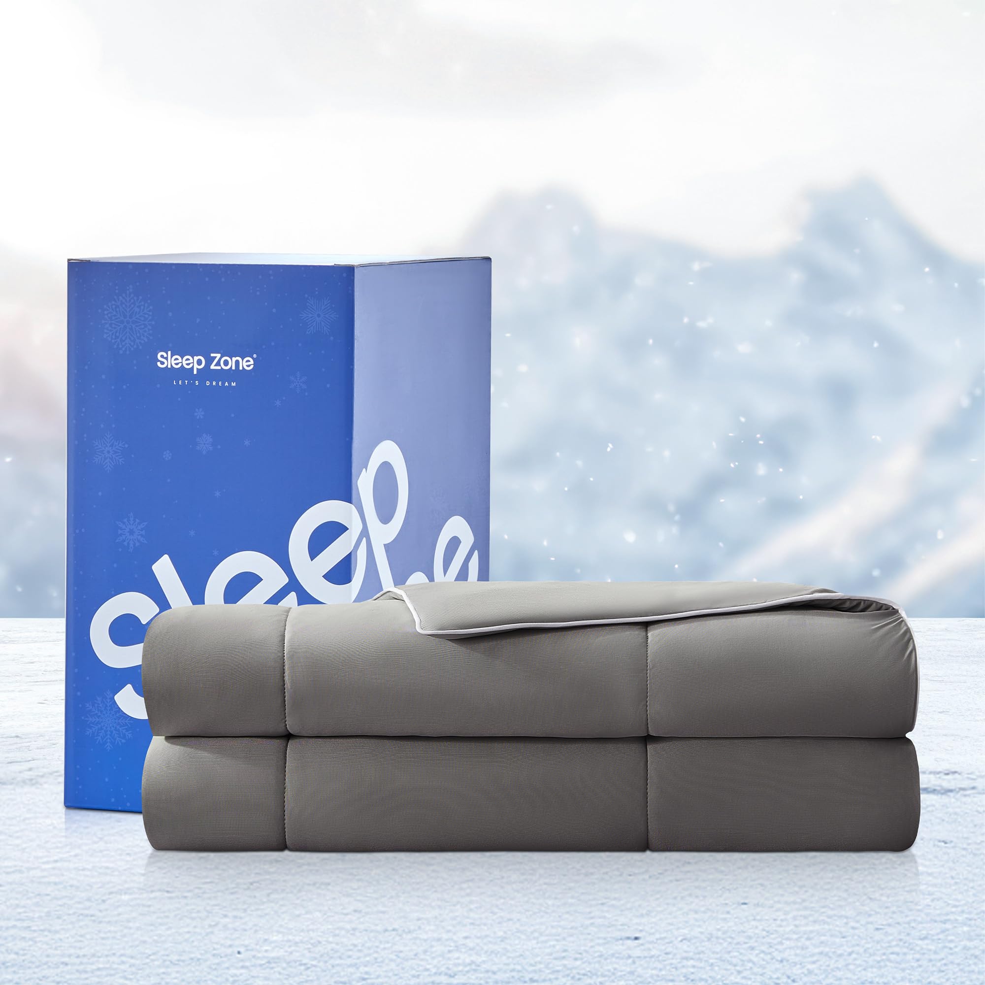 SLEEP ZONE Queen Cooling Comforter Set for Hot Sleepers, Nanotex Cooling Blanket，3 Pieces Jersey Knit Bedding, Reversible Cool Feeling, Soft and Breathable with 2 Pillowcases, 1 Comforter (Dark Grey)