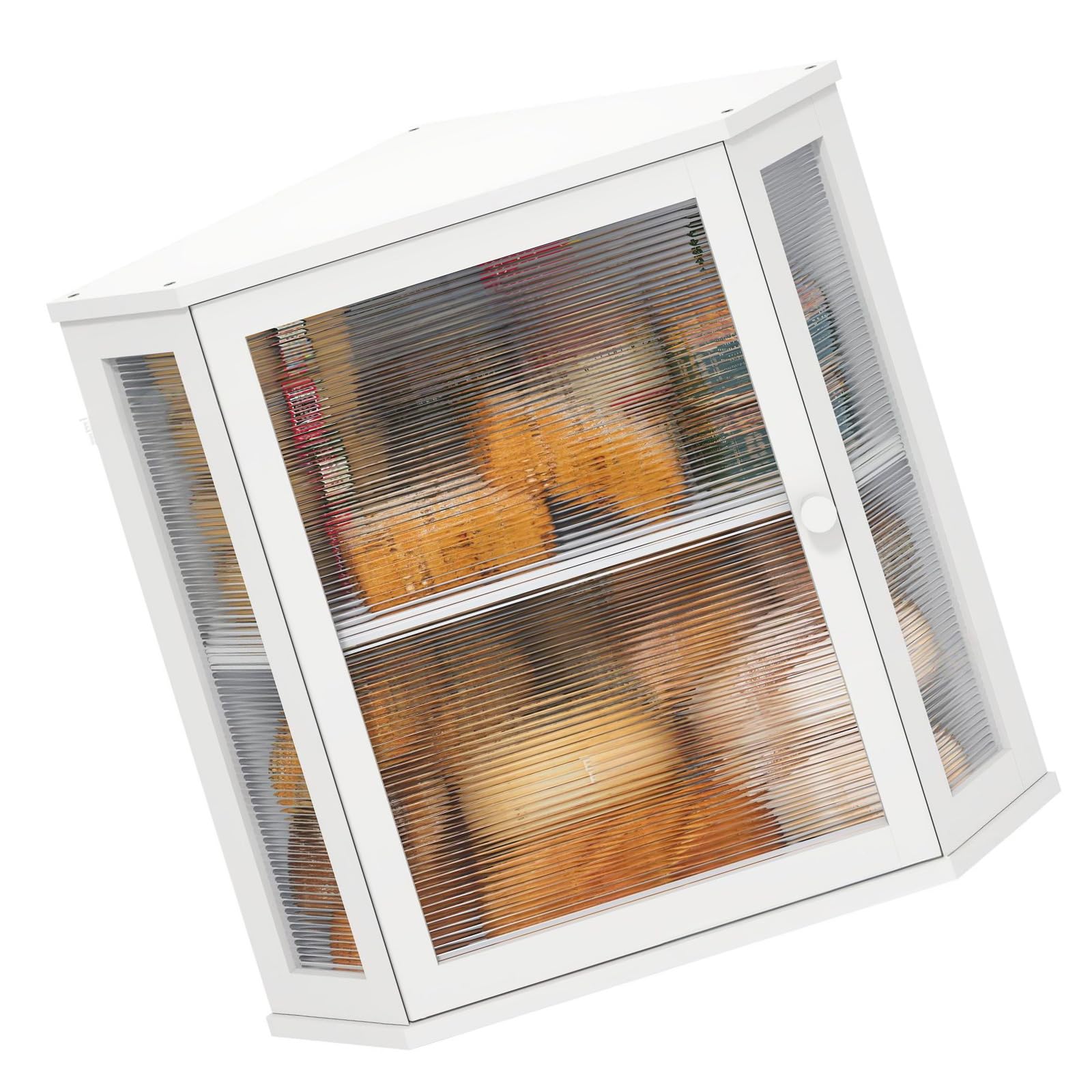 OSNIYAW Space-saving corner bread dispenser with sturdy acrylic door and wooden frame, stylish bread storage solution