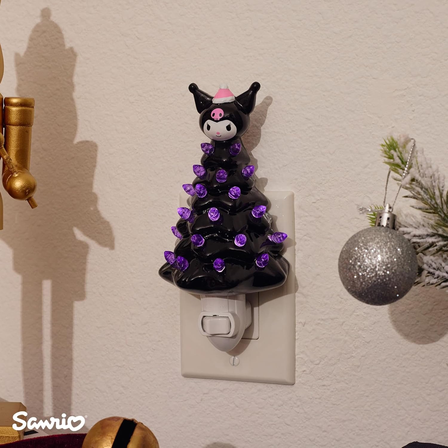 Ukonic Sanrio Kuromi 6-Inch Ceramic Christmas Tree Plug-in Nightlight