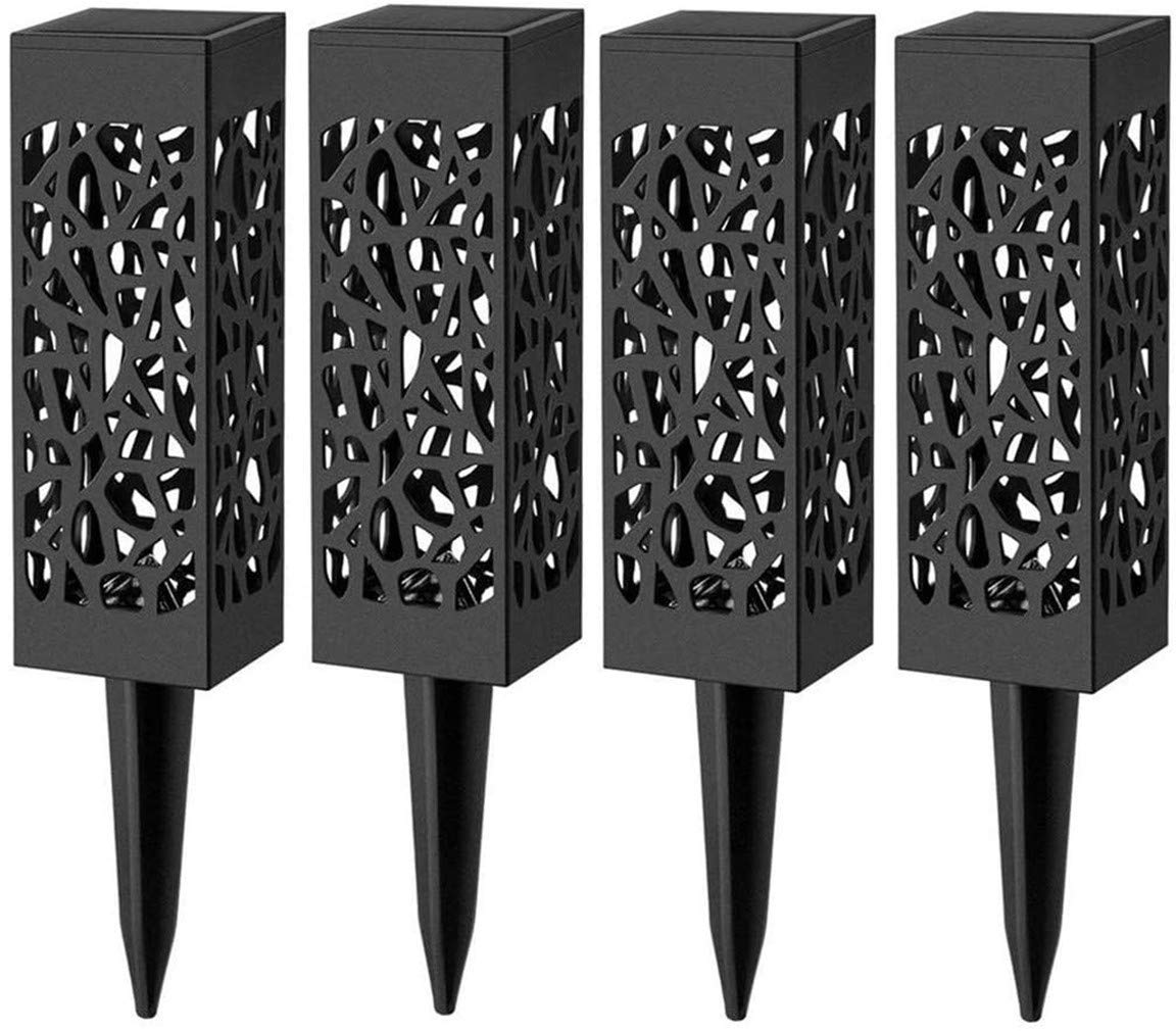 Ulalaza 4Pcs Solar Pathway Lights Retro Hollow Ground Light LED Outdoor Lighting Lights for Path Landscape Lawn Yard (White) — image 1