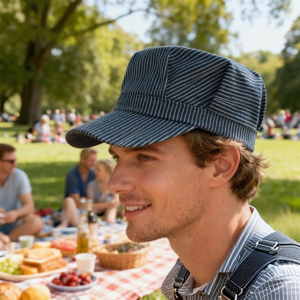 Train Conductor Hat Railroad Engineer Hat Suitable for Matching Denim Overalls for Men and Women - Image 6