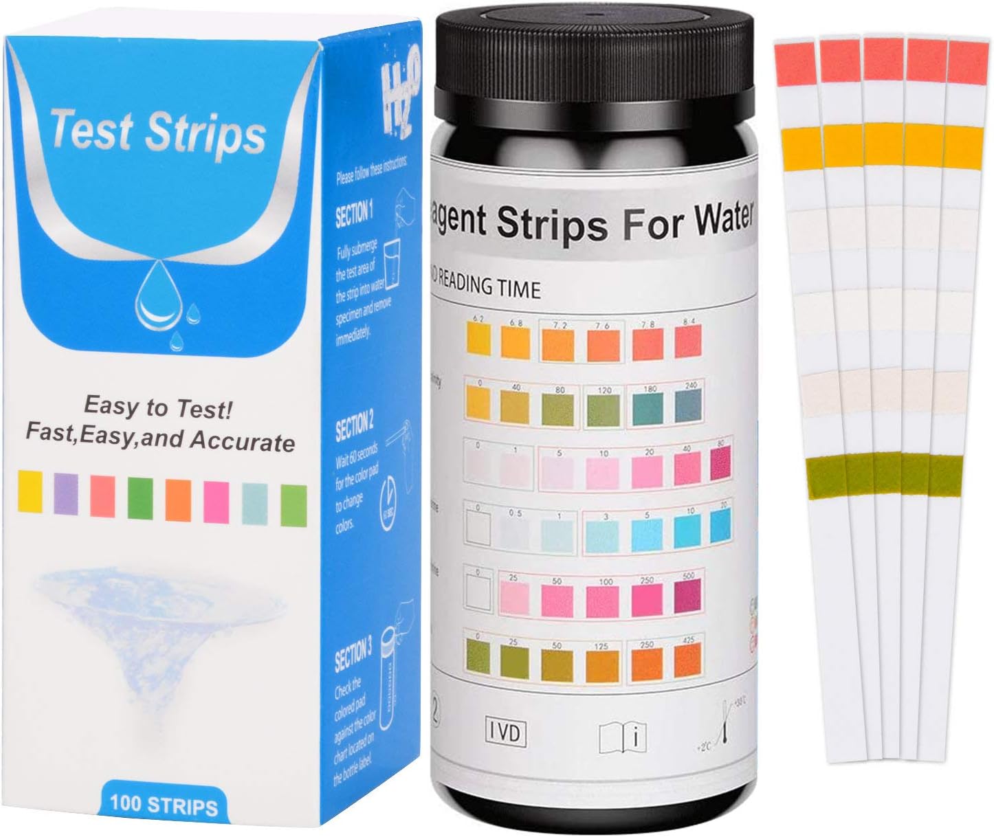 Buy PETLOFT 6in1 Aquarium SPA Water Test Strips, 100 Count 6Way