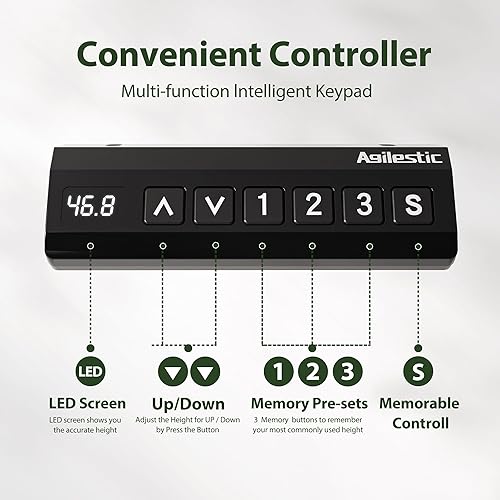 Miniatura 8 de Agilestic Escritorio eléctrico de pie en forma de L con 2 cajones, escritorio ergonómico de altura ajustable de 63 pulgadas con almacenamiento,