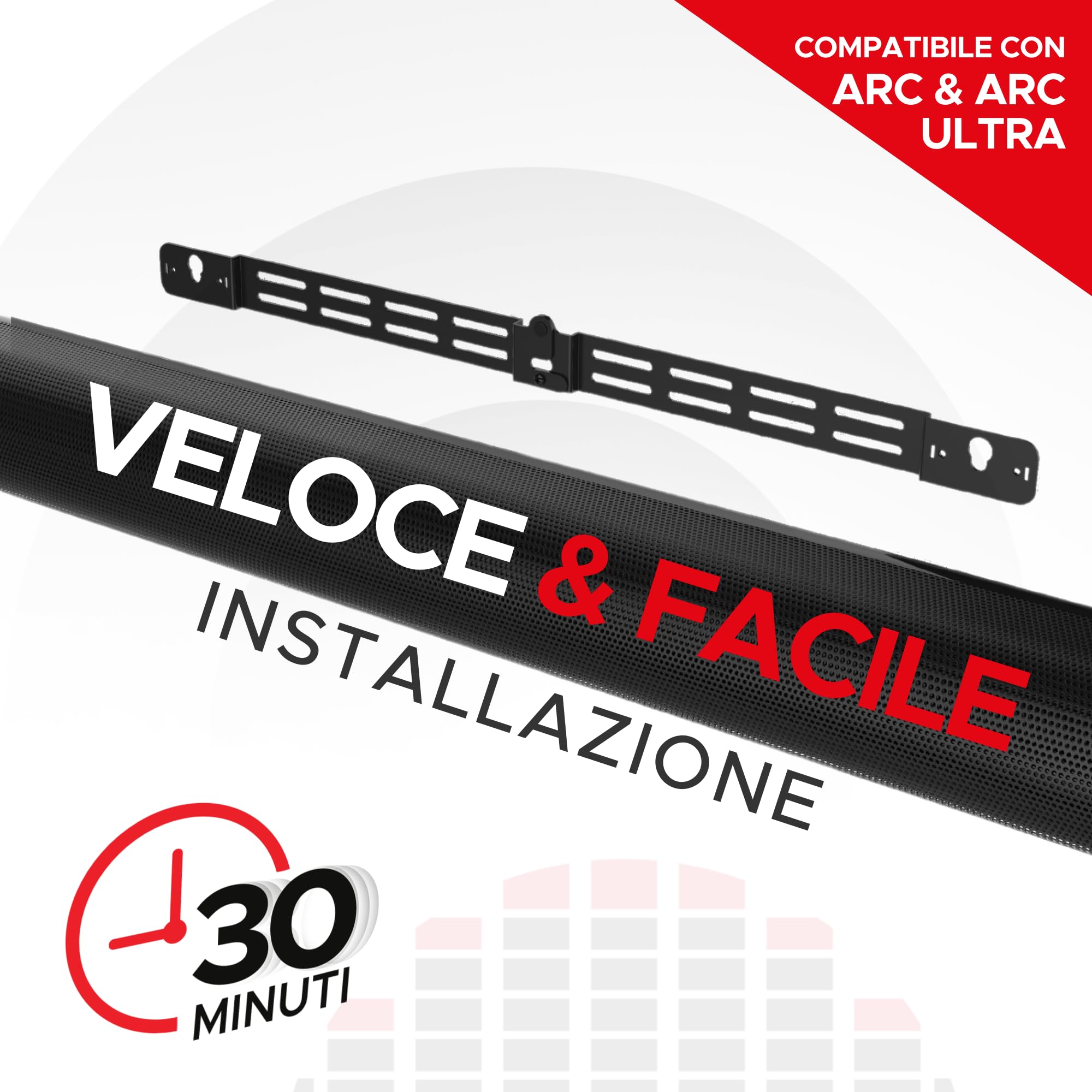 Sound bass Staffa da parete per Arc Soundbar, nera | Compatibile con Sonos Arc e Arc Ultra, profondità regolabile, kit completo, progettato nel Regno Unito