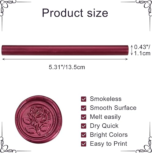 Miniatura 2 de Yoption 15 barras de cera de sellado de pistola de pegamento fucsia para sello de cera, ideal para invitaciones de boda, sobres, tarjetas, ideas de