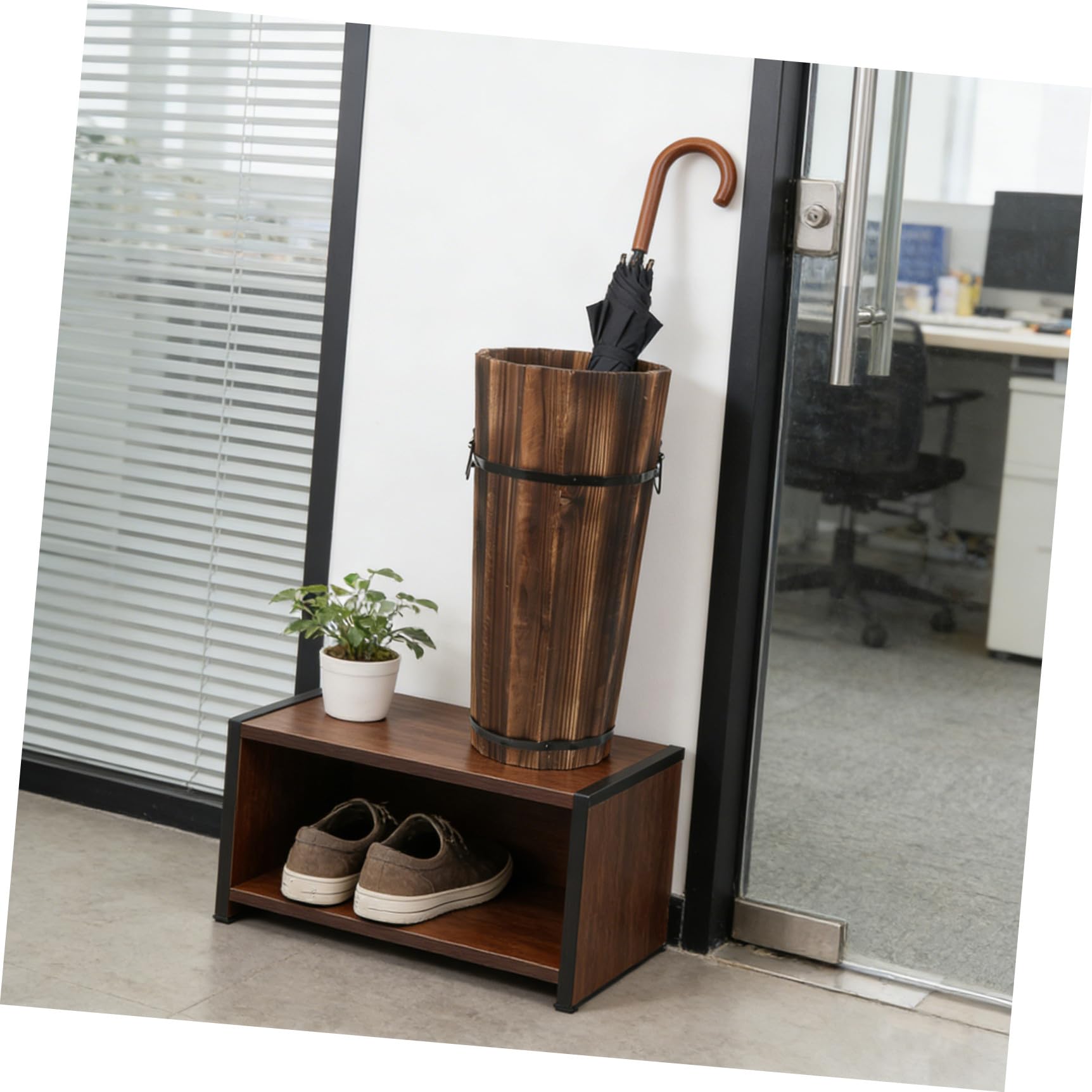 Balacoo Soporte para Paraguas De Madera Multifuncional para Almacenamiento De Paraguas Y Bastones con Diseño Compacto para Entrada del Hogar