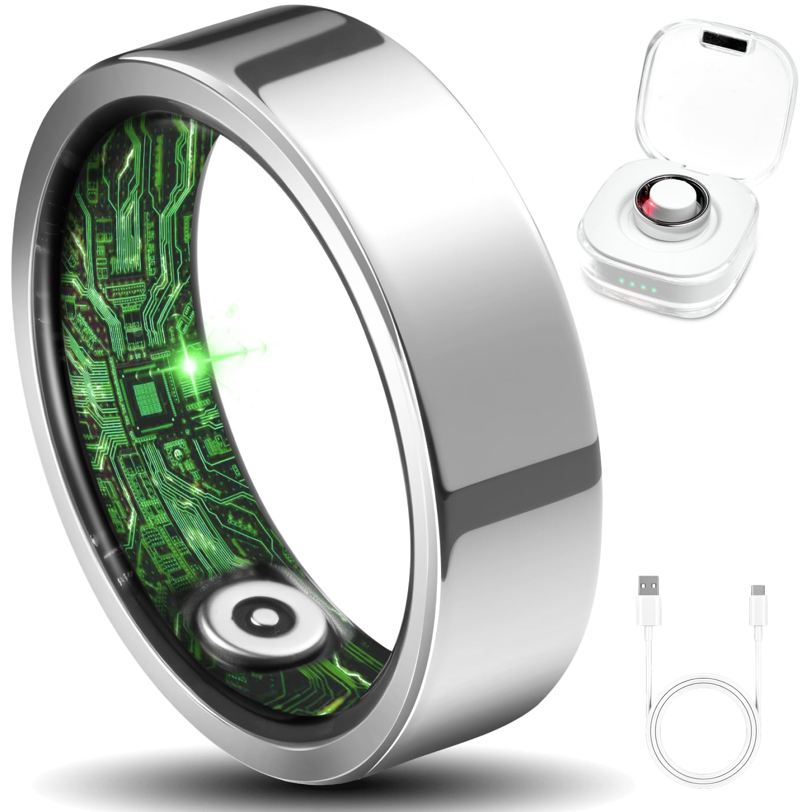 Smart Ring for Women Men Fitness Ring with Step Counting Heart Rate Blood Oxygen Pressure Monitoring Sleep Monitoring
