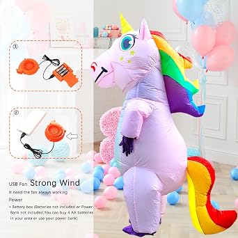 Unicorn Inflatable Costume Full Body Air Blow-up Deluxe Halloween Costume - Adult Size