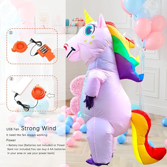Unicorn Inflatable Costume Full Body Air Blow-up Deluxe Halloween Costume - Adult Size